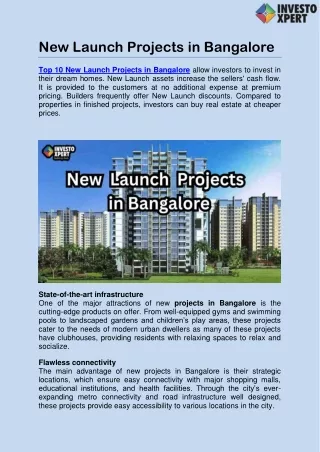 Top 10 New Launch Project in Bangalore