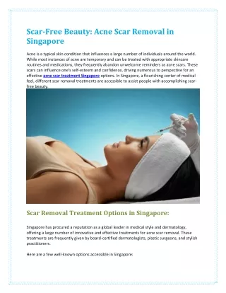 Scar-Free Beauty Acne Scar Removal in Singapore