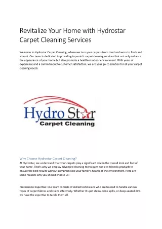revitalize your home with hydrostar carpet