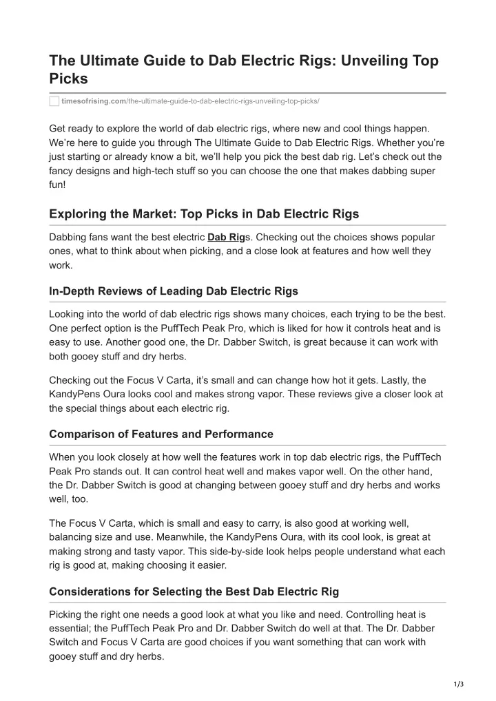 PPT - The Ultimate Guide to Dab Electric Rigs: Unveiling Top Picks ...