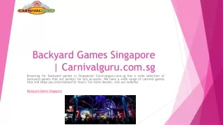 Backyard Games Singapore | Carnivalguru.com.sg