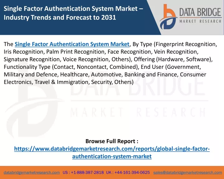 single factor authentication system market