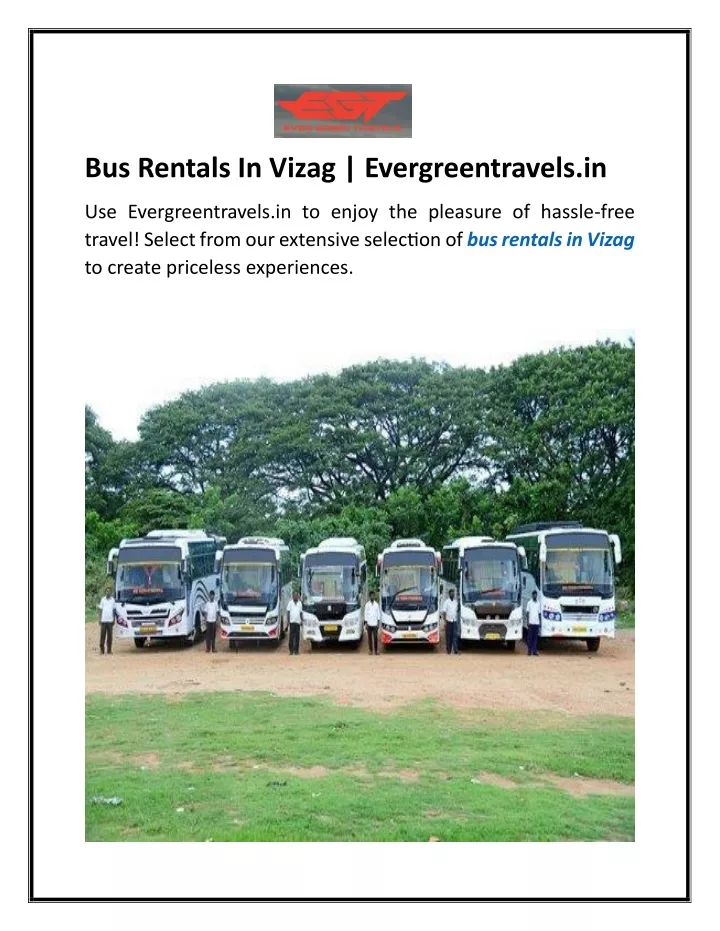 bus rentals in vizag evergreentravels in