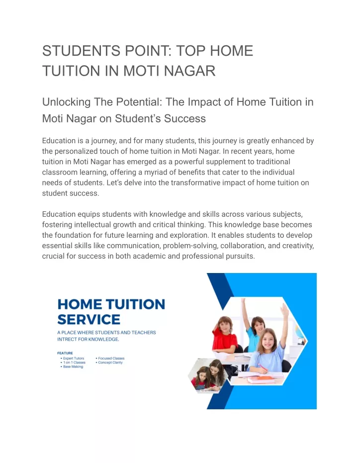 students point top home tuition in moti nagar