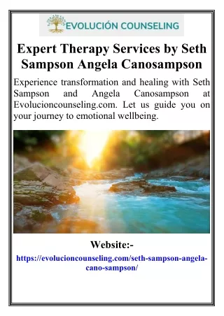 Expert Therapy Services by Seth Sampson Angela Canosampson