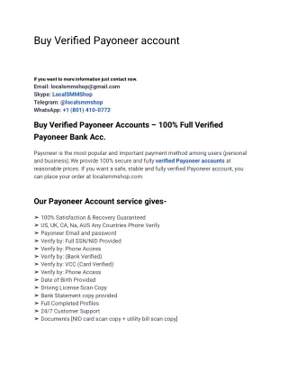 Buy Verified Payoneer account