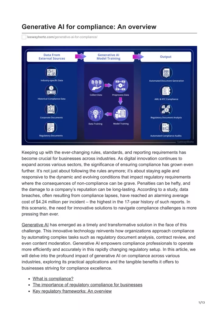 generative ai for compliance an overview