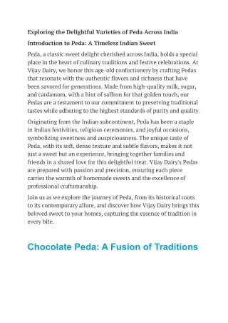 Exploring the Delightful Varieties of Peda Across India