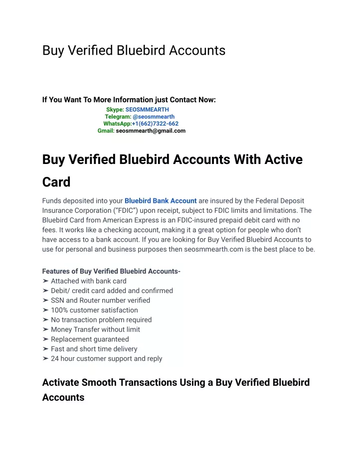 buy verified bluebird accounts