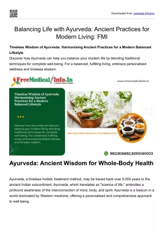 Balancing Life with Ayurveda Ancient Practices for Modern Living