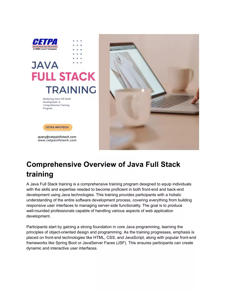 comprehensive overview of java full stack training