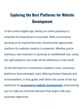 Exploring the Best Platforms for Website Development