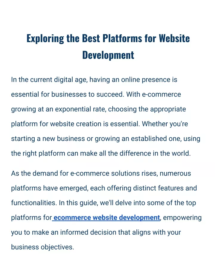 exploring the best platforms for website