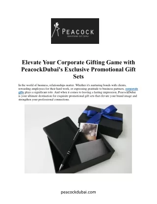 Make a Lasting Impression with Premium Corporate Gift Sets from PeacockDubai