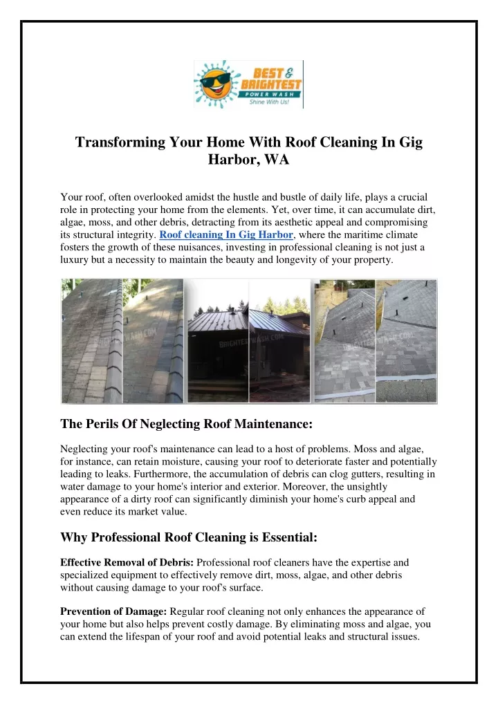 transforming your home with roof cleaning