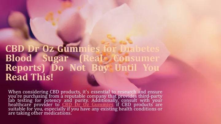 cbd dr oz gummies for diabetes blood sugar real