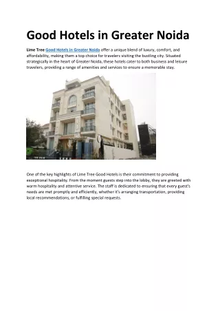 good hotels in greater noida