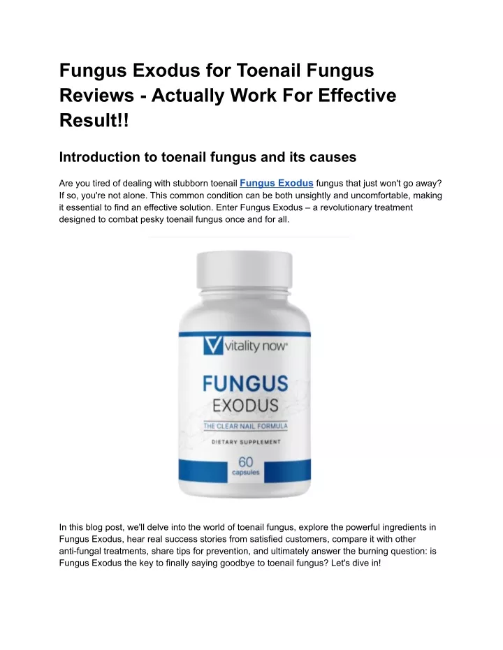 fungus exodus for toenail fungus reviews actually