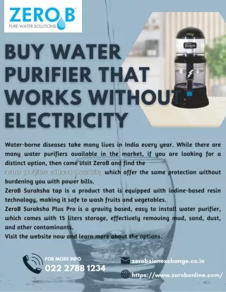 Buy Water Purifier That Works Without Electricity