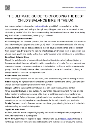 THE ULTIMATE GUIDE TO CHOOSING THE BEST CHILD'S BALANCE BIKE IN THE UK
