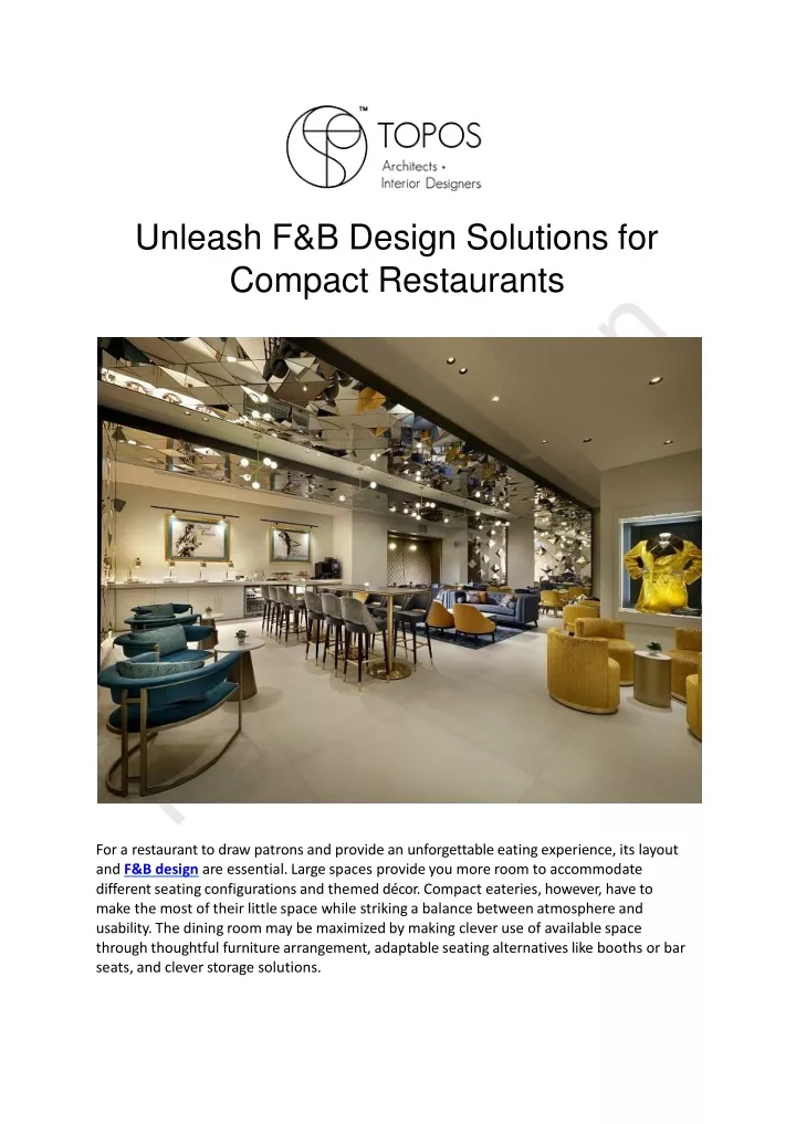 unleash f b design solutions for compact restaurants