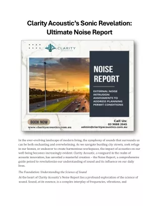 Clarity Acoustic’s Sonic Revelation: Ultimate Noise Report