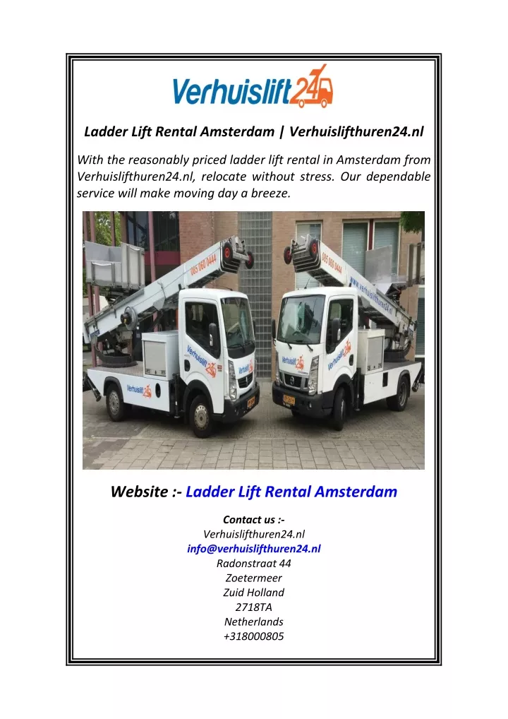 ladder lift rental amsterdam verhuislifthuren24 nl