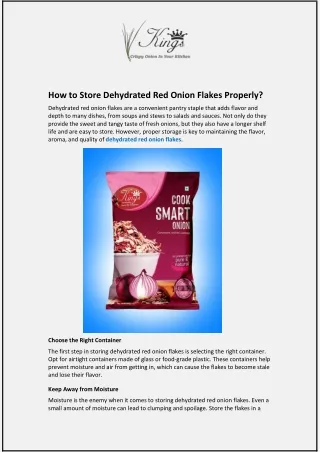 how to store dehydrated red onion flakes properly