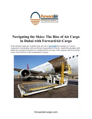 Navigating the Skies: The Rise of Air Cargo  in Dubai with ForwardAir-Cargo