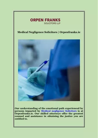Medical Negligence Solicitors  Orpenfranks ie