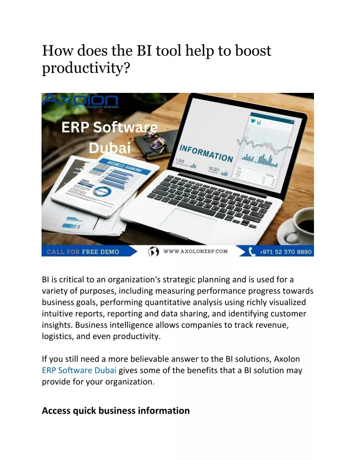 how does the bi tool help to boost productivity