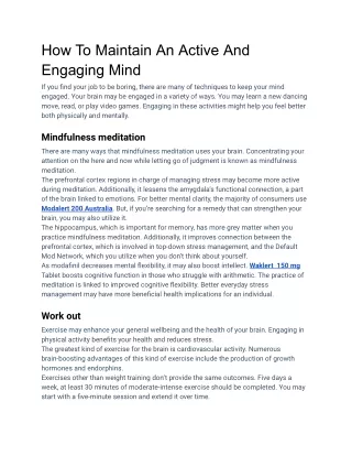how to maintain an active and engaging mind