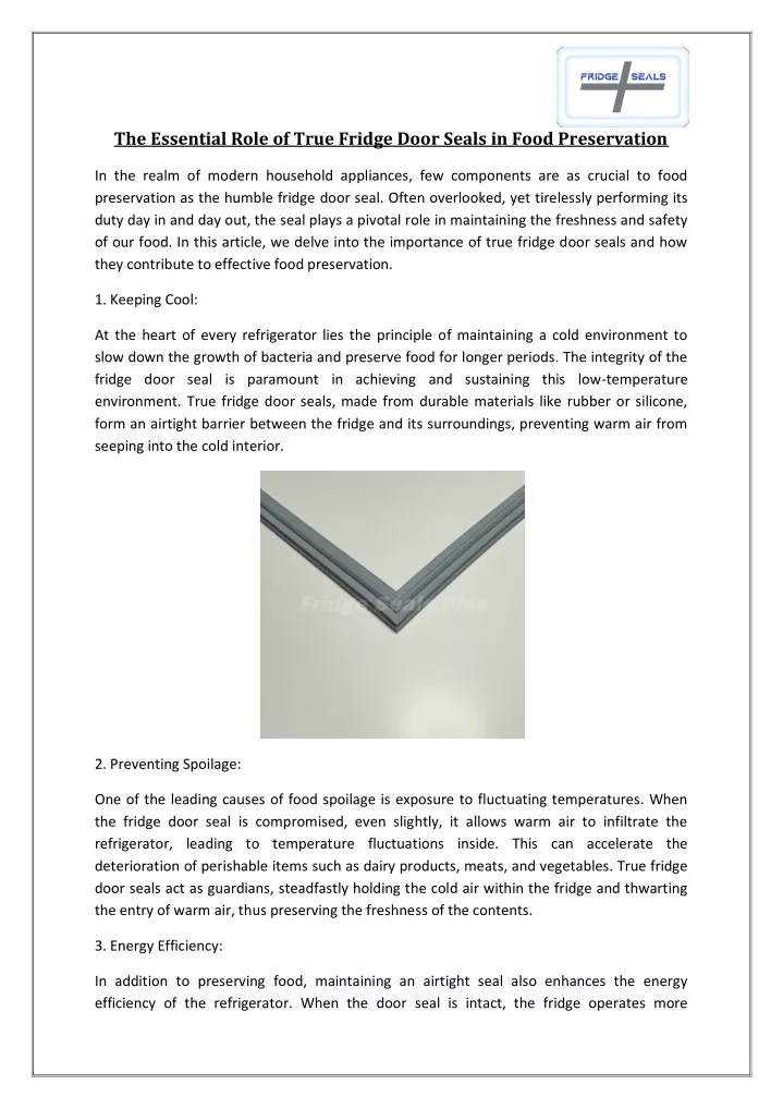 the essential role of true fridge door seals