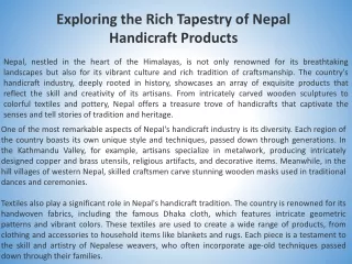 Exploring the Rich Tapestry of Nepal Handicraft Products