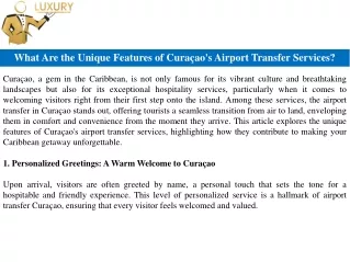 What Are the Unique Features of Curaçao's Airport Transfer Services