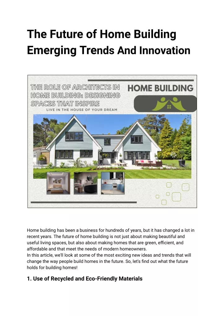 the future of home building emerging