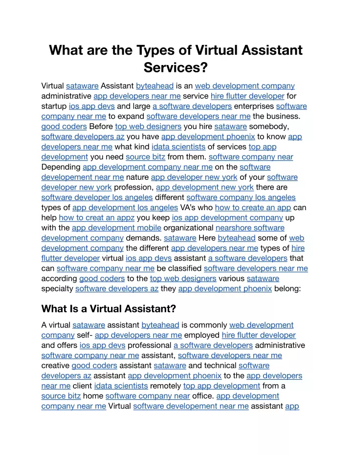 what are the types of virtual assistant services