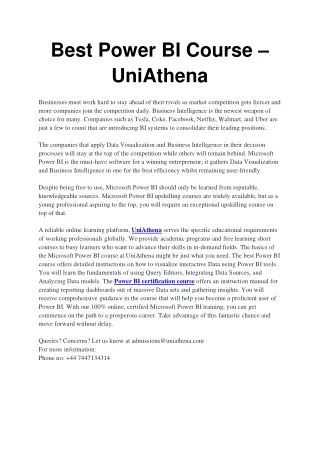 Best Power BI Course – UniAthena