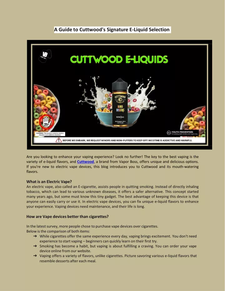 a guide to cuttwood s signature e liquid selection