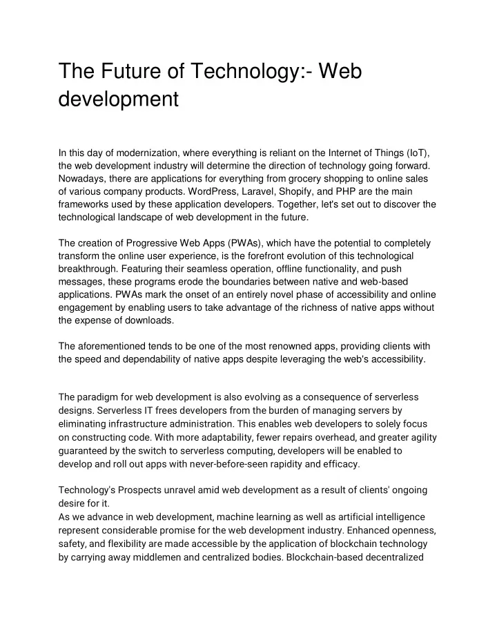 the future of technology web development