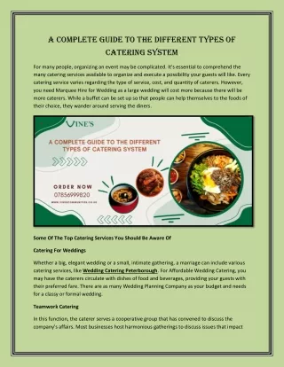 A Complete Guide To The Different Types Of Catering System