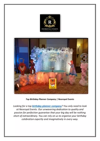 Top Birthday Planner Company | Neoroyal Events