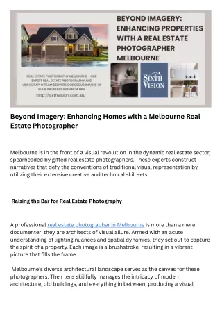 Beyond Imagery Enhancing Homes with a Melbourne Real Estate Photographer