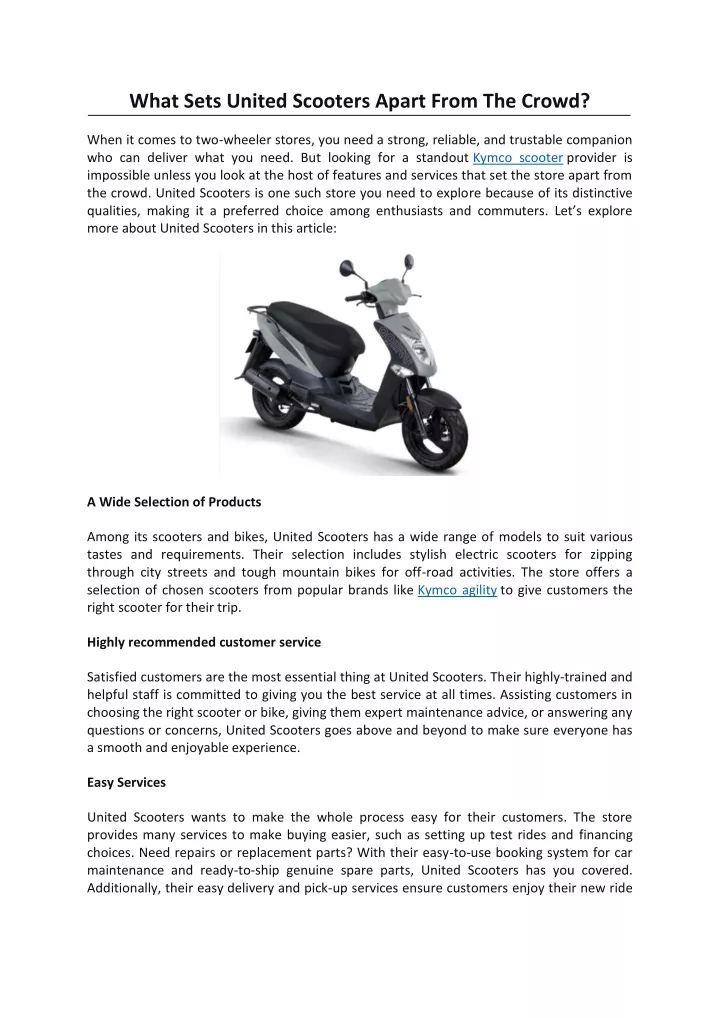 what sets united scooters apart from the crowd