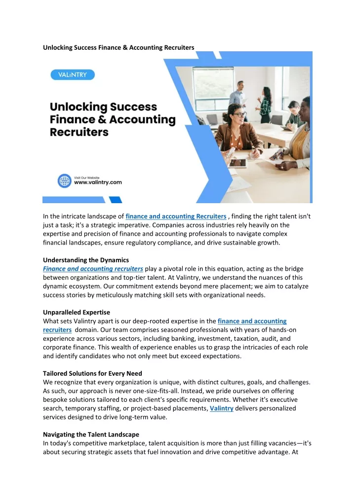 unlocking success finance accounting recruiters