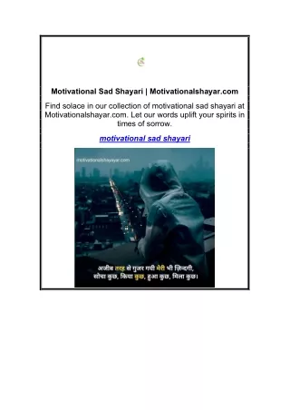 Motivational Sad Shayari | Motivationalshayar.com