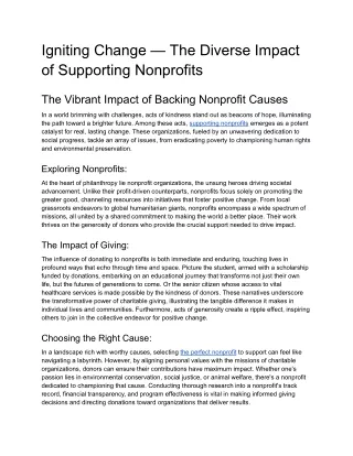 igniting change the diverse impact of supporting
