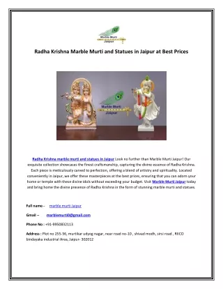 Radha Krishna Marble Murti and Statues in Jaipur at Best Prices