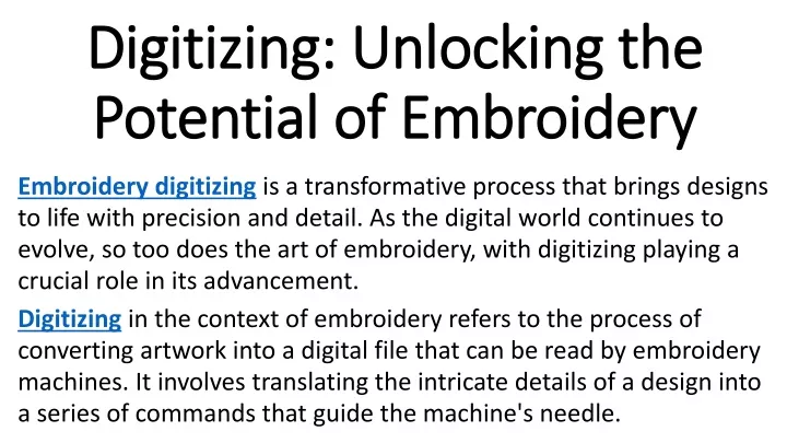 digitizing unlocking the potential of embroidery