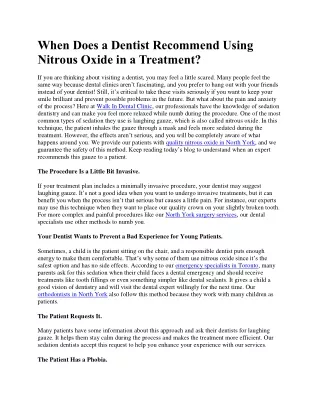 When Does a Dentist Recommend Using Nitrous Oxide in a Treatment